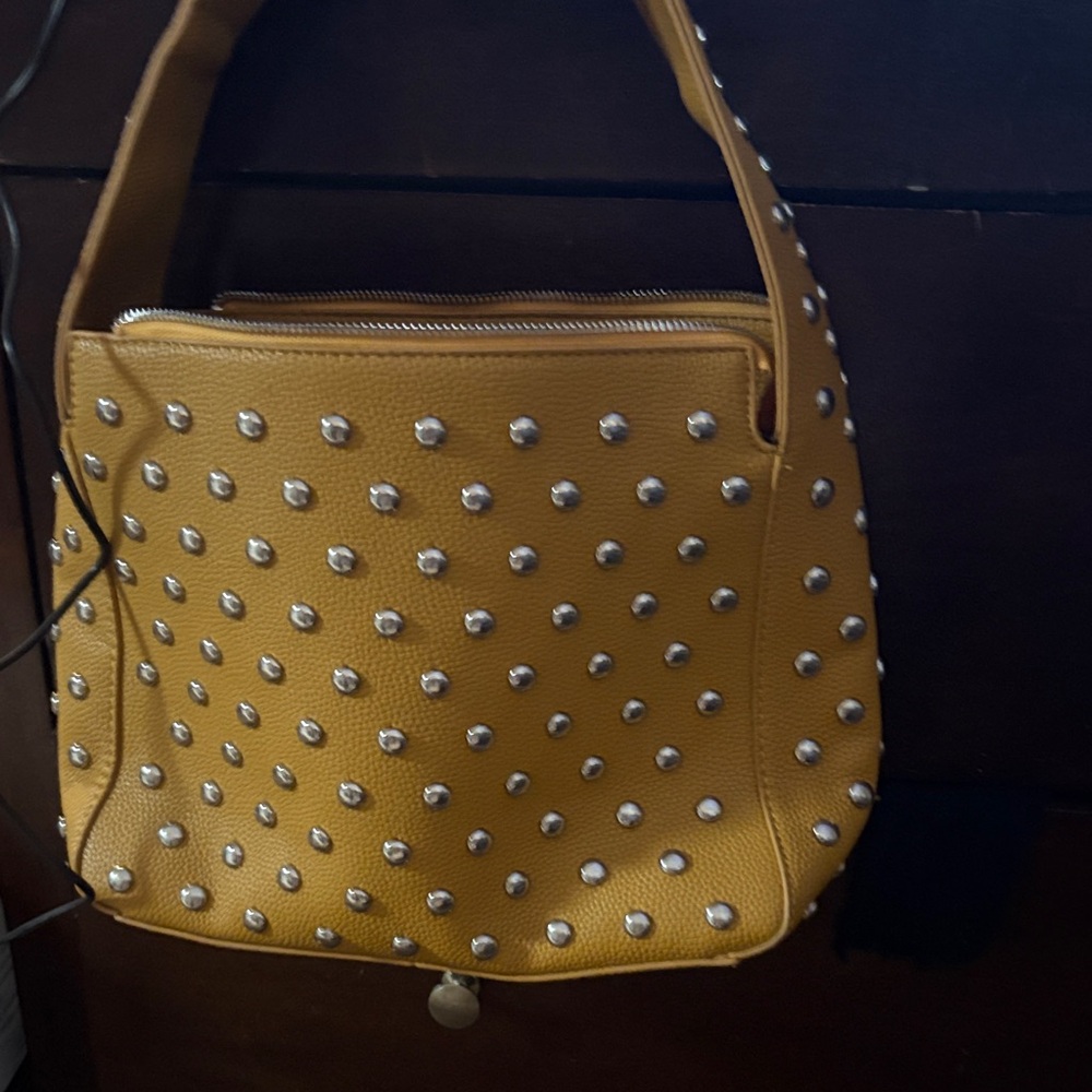 Elegant Yellow Studded Shoulder Bag